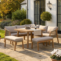 Tavira Corner Dining Set Table without Stretcher, Wooden, Grey - Barker & Stonehouse - thumbnail 1