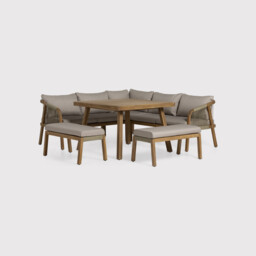 Tavira Corner Dining Set Table without Stretcher, Wooden, Grey - Barker & Stonehouse - thumbnail 6
