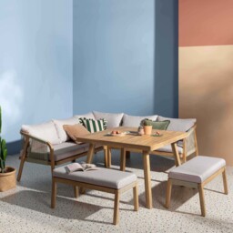 Tavira Corner Dining Set Table without Stretcher, Wooden, Grey - Barker & Stonehouse - thumbnail 2