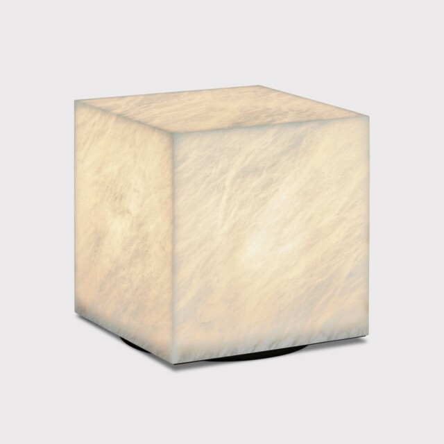 Timothy Oulton Alabaster Cube Side Table 50cm, Neutral Stone - Barker & Stonehouse - image 1