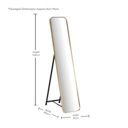 Gold Frame Floor Mirror, Square Glass - Barker & Stonehouse - thumbnail 3