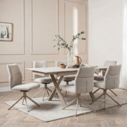 Altadena Swivel Dining Chair Without Arm, Neutral Fabric - Barker & Stonehouse - thumbnail 3