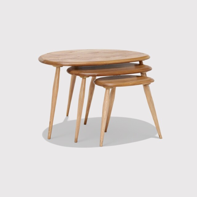 Ercol Pebble Nest Of Tables, Round, Ash Wood - Barker & Stonehouse