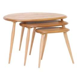 Ercol Pebble Nest Of Tables, Round, Ash Wood - Barker & Stonehouse - thumbnail 2