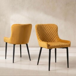 Rivington Dining Chair, Yellow Velvet - Barker & Stonehouse