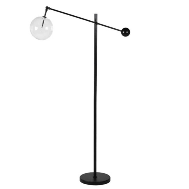 Black Glass Ball Floor Lamp Metal - Barker & Stonehouse