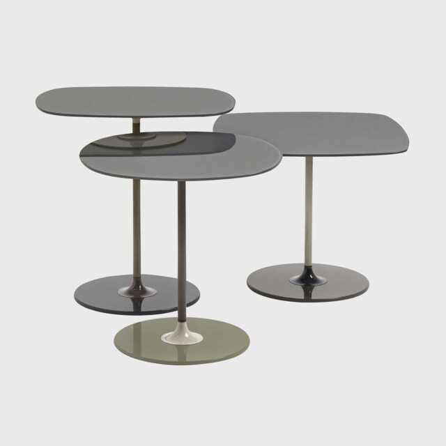 Kartell Thierry Set 3 Side Tables H40+H45+H50 Grey Glass - Barker & Stonehouse - image 1