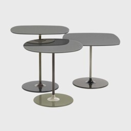 Kartell Thierry Set 3 Side Tables H40+H45+H50 Grey Glass - Barker & Stonehouse