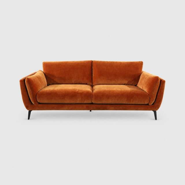 Boone 3 Seater Sofa, Orange Velvet - Barker & Stonehouse - image 1