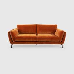 Boone 3 Seater Sofa, Orange Velvet - Barker & Stonehouse - thumbnail 1