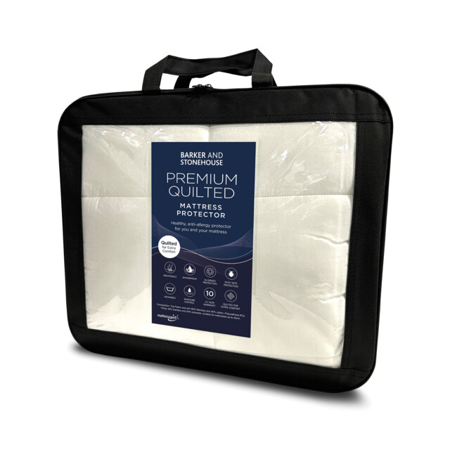 Premium Quilted Mattress Protector Single, White - Barker & Stonehouse