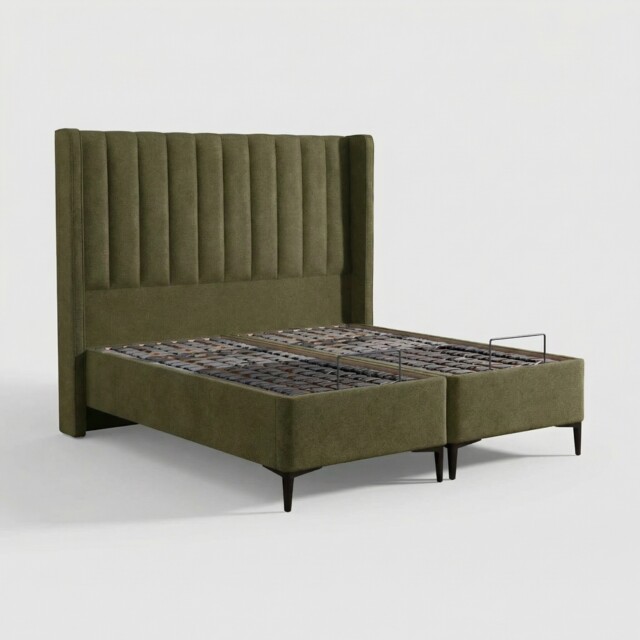 Tempur Suffolk King Slim Disc Static Divan Bed, Green Fabric - Barker & Stonehouse - image 1