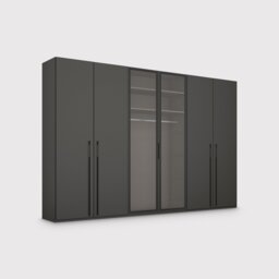Kacey 6 Door Wardrobe 2 Glass Doors H235Cm, Grey Wood - Barker & Stonehouse - thumbnail 1