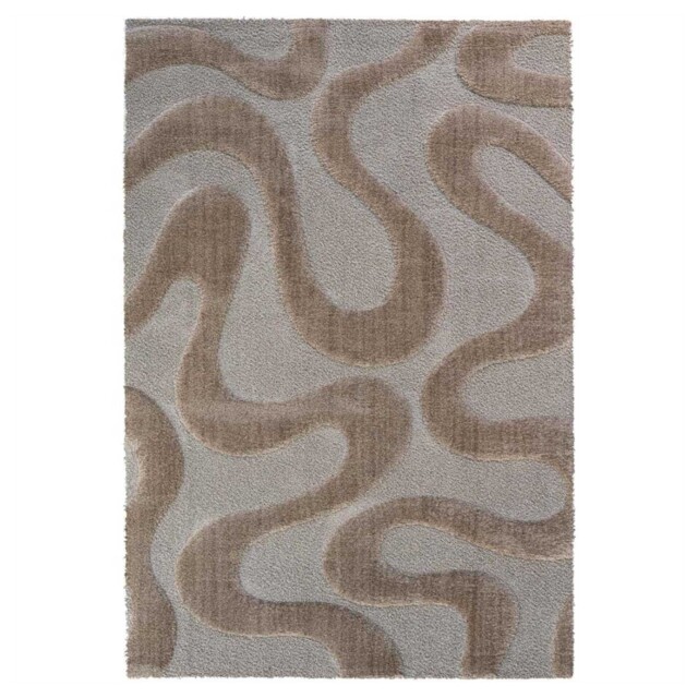 Bronze Waves Rug 133x195cm, Square, Brown - Barker & Stonehouse