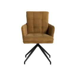 Odine Swivel Dining Chair With Arms, Yellow Velvet - Barker & Stonehouse - thumbnail 4