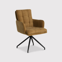Odine Swivel Dining Chair With Arms, Yellow Velvet - Barker & Stonehouse - thumbnail 3