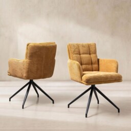 Odine Swivel Dining Chair, Yellow Velvet - Barker & Stonehouse