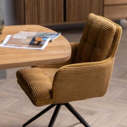 Odine Swivel Dining Chair With Arms, Yellow Velvet - Barker & Stonehouse - thumbnail 6