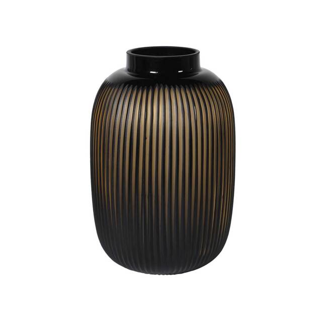 Black Ribbed Glass Vase - Barker & Stonehouse - image 1
