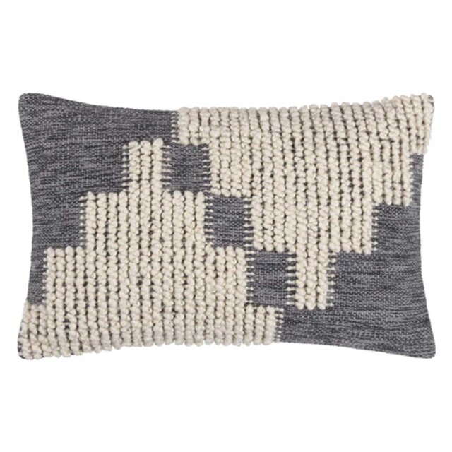 Charcoal Woven Knot Cushion, Square, Grey Cotton - Barker & Stonehouse - image 1
