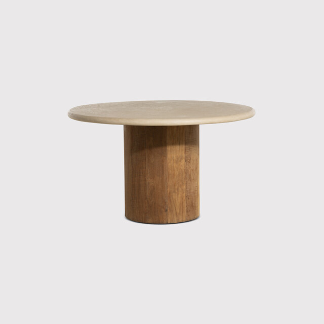 Old Java Panama Round Dining Table 120X120X77Cm, Round, Brown Stone Effect - Barker & Stonehouse - image 1