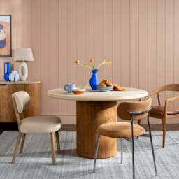 Old Java Panama Round Dining Table 120X120X77Cm, Round, Brown Stone Effect - Barker & Stonehouse - thumbnail 2