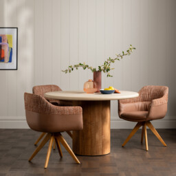 Panama Round Dining Table 120x120x77cm, Round, Brown Stone Effect - Barker & Stonehouse - thumbnail 2