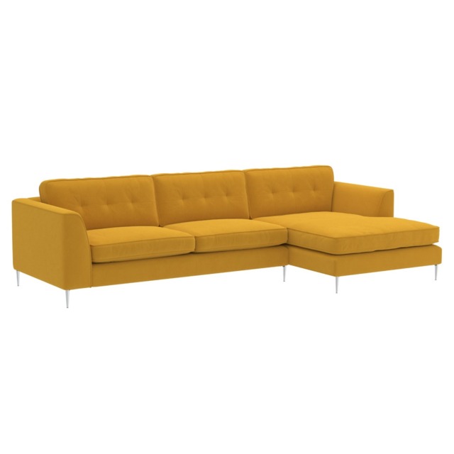 Conza Large Chaise Corner Sofa Right, Yellow Fabric - Barker & Stonehouse