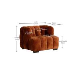 Lenor Textured Fabric Occasional Armchair, Orange Boucle - Barker & Stonehouse - thumbnail 5