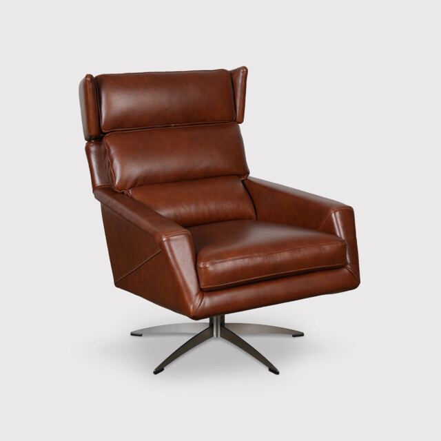 Bentley Swivel Armchair, Brown Leather - Barker & Stonehouse - image 1