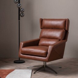 Bentley Swivel Armchair, Brown Leather - Barker & Stonehouse - thumbnail 2