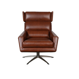 Bentley Swivel Armchair, Brown Leather - Barker & Stonehouse - thumbnail 3