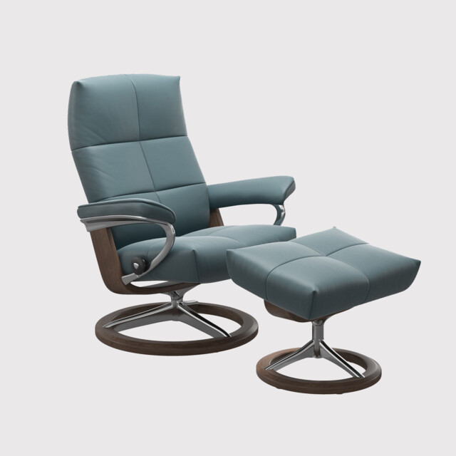 Stressless David Medium Signature Recliner Chair & Footstool Leather - Barker & Stonehouse - image 1