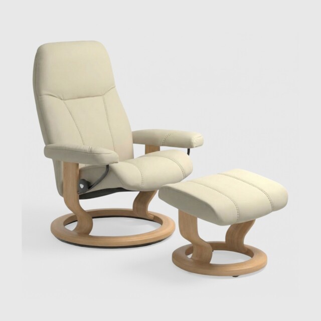 Stressless Consul Medium Chair & Footstool Quickship Leather - Barker & Stonehouse - image 1