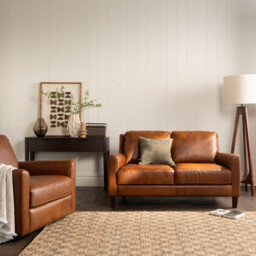 Albard Loveseat Sofa, Brown Leather - Barker & Stonehouse - thumbnail 2