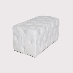 Timothy Oulton Lord Digsby Rectangular Small Footstool, White Leather - Barker & Stonehouse - thumbnail 2