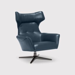 Jax Swivel Armchair, Navy Leather - Barker & Stonehouse - thumbnail 1