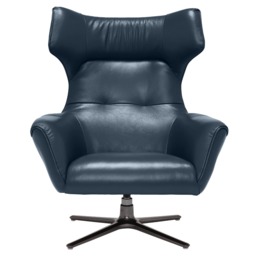 Jax Swivel Armchair, Navy Leather - Barker & Stonehouse - thumbnail 2