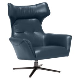 Jax Swivel Armchair, Navy Leather - Barker & Stonehouse - thumbnail 6