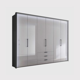 Templin 2000 6 Glss Door Combi Wardrobe, Grey - Barker & Stonehouse - thumbnail 1