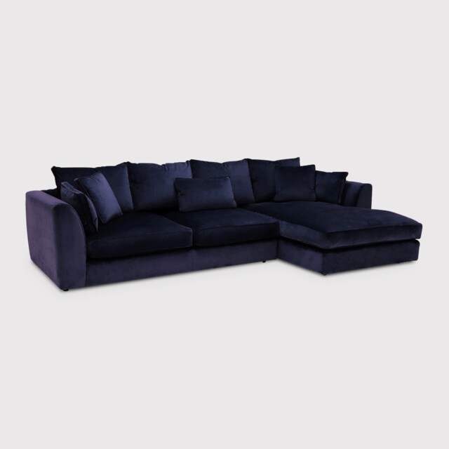 Harrington Large Chaise Corner Sofa Right, Navy Velvet - Barker & Stonehouse - image 1