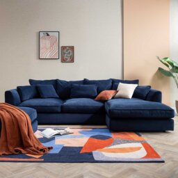 Harrington Large Chaise Corner Sofa Right, Navy Velvet - Barker & Stonehouse - thumbnail 2