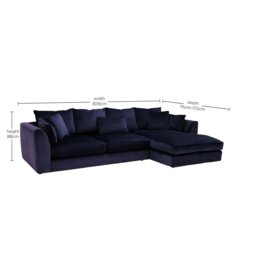 Harrington Large Chaise Corner Sofa Right, Navy Velvet - Barker & Stonehouse - thumbnail 3
