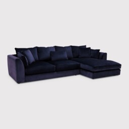 Harrington Large Chaise Corner Sofa Right, Navy Velvet - Barker & Stonehouse