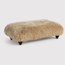 Tetrad Nappa Rectangular Stool Mahogany Ft, Neutral Fabric - Barker & Stonehouse