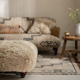 Tetrad Nappa Rectangular Stool Mahogany Ft, Neutral Fabric - Barker & Stonehouse - thumbnail 2