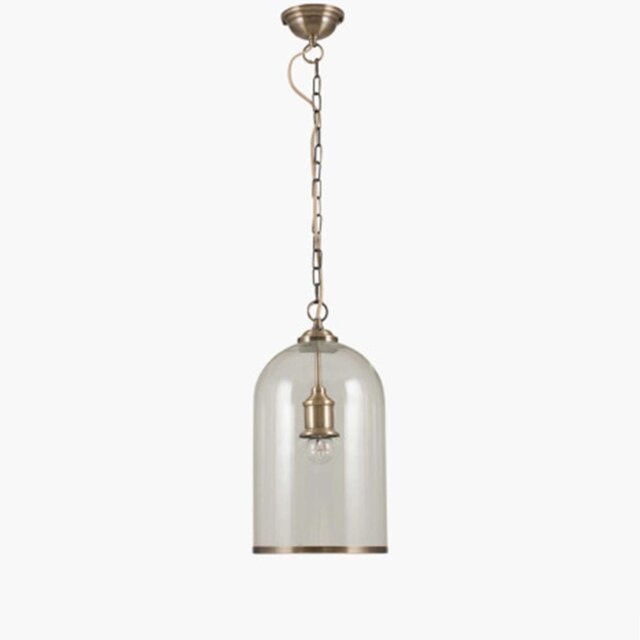 Antique Brass Cloche Pendant Light, Gold Glass - Barker & Stonehouse - image 1