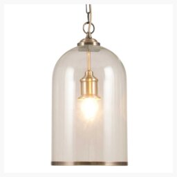 Antique Brass Cloche Pendant Light, Gold Glass - Barker & Stonehouse - thumbnail 2