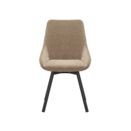 Beckton Dining Chair With 360 Swivel, Brown Fabric - Barker & Stonehouse - thumbnail 2