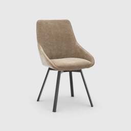 Beckton Dining Chair With 360 Swivel, Brown Fabric - Barker & Stonehouse